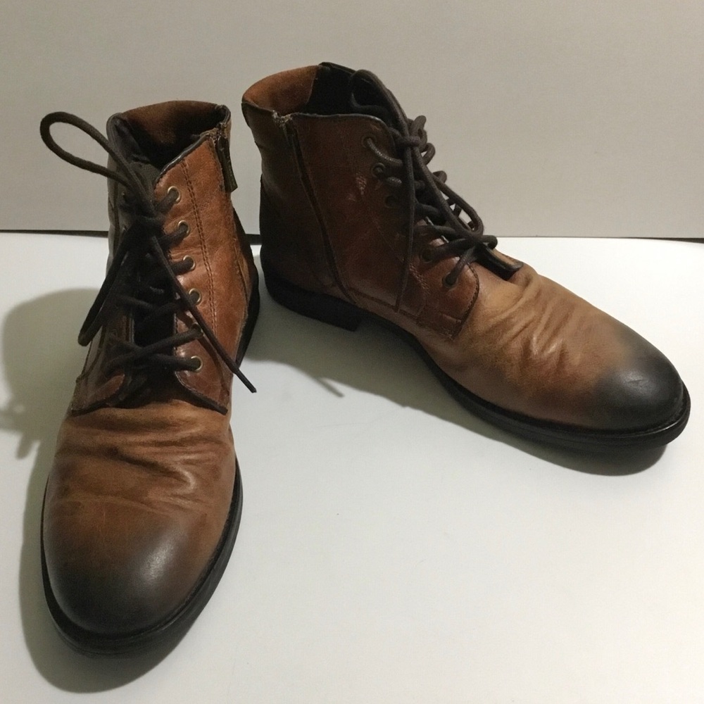 ALDO mens leather lace up and zip ankle boot